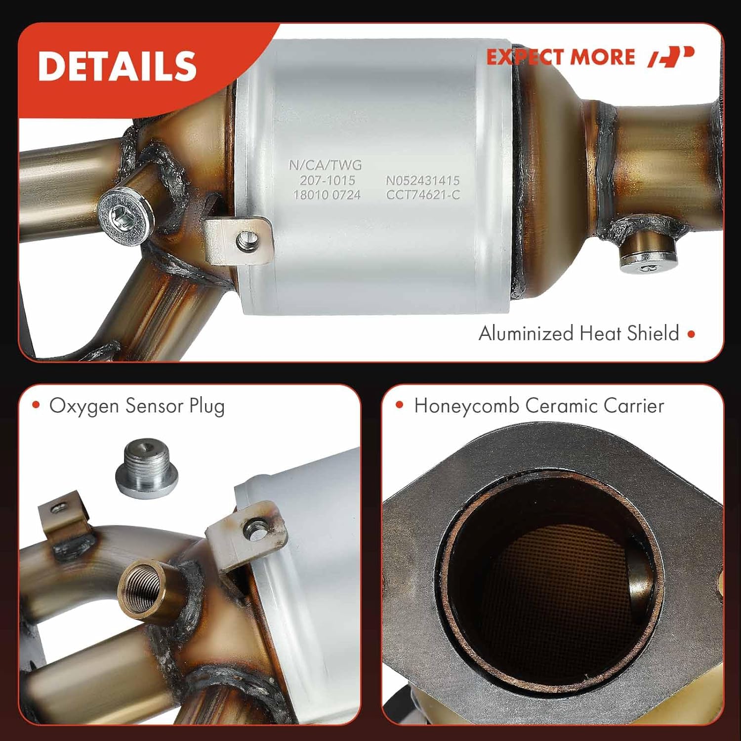 A-Premium Rear Exhaust Manifold Catalytic Converter with Gasket Kit Direct-Fit Compatible with Mitsubishi - 2007-2013 - Outlander 3.0L, E.P.A. Compliant