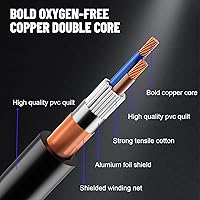 Vista 4 de Cable DMX de 3.2 pies, paquete de 12 cables flexibles de señal XLR de 3 pines macho a hembra DMX, adecuado para señal de iluminación de escenario