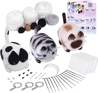 Mayboos Needle Felting Kit,3 Pieces Making Wool Needle Felting Starter Kit with Instruction,Felting Foam Mat and DIY Needle Felting Supply for DIY Craft Animal Home Decoration