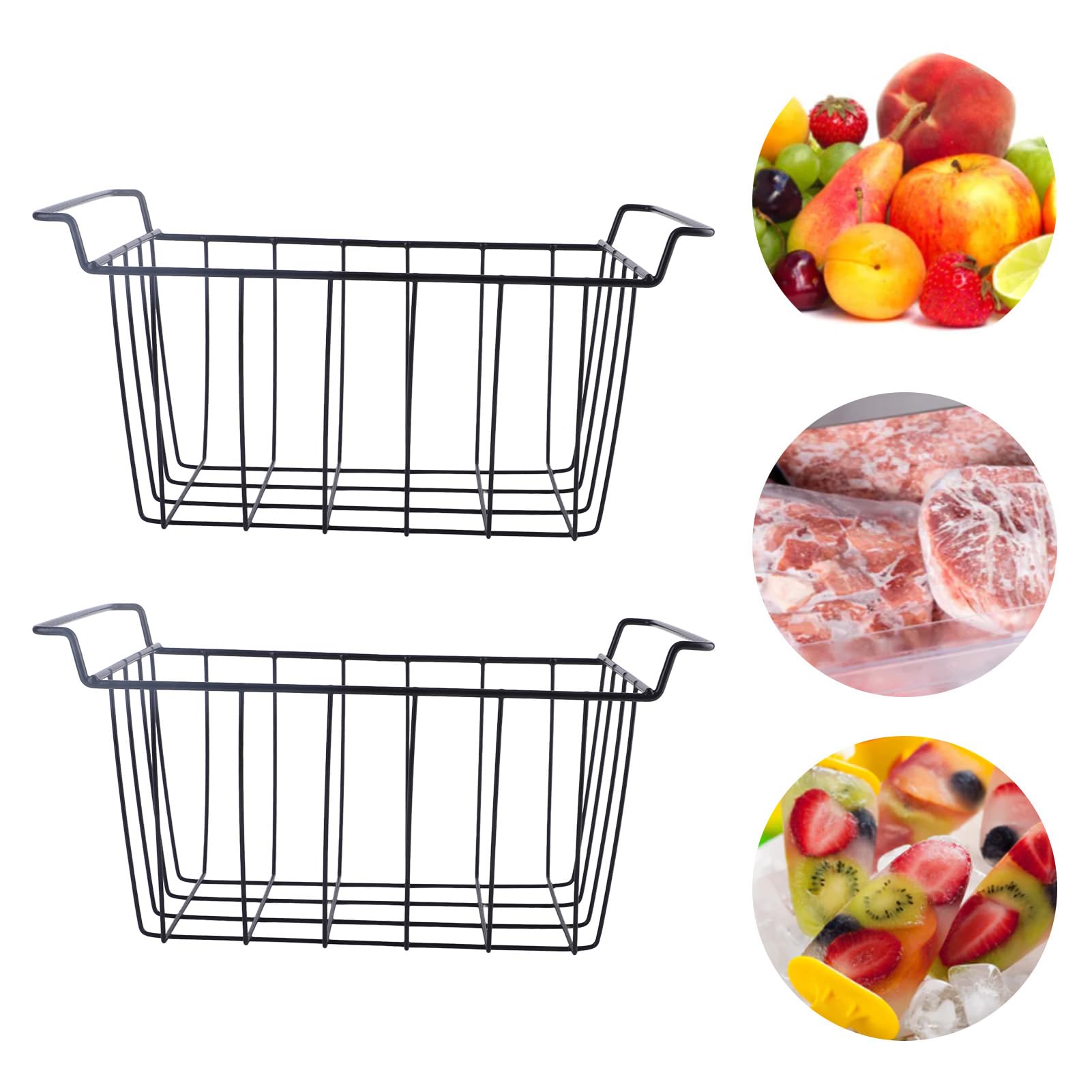 Cestelli per congelatore per congelatore a pozzetto, Contenitori per congelatore, Confezione da 2 cestelli per congelatore a pozzetto regolabili da appendere cestelli (39*20*20 cm)
