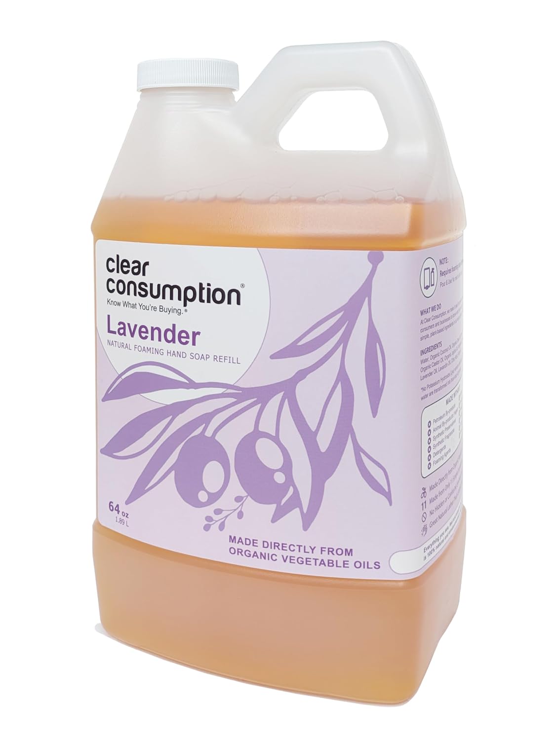 64 oz refill of lavender plant-based soap. Low Tox