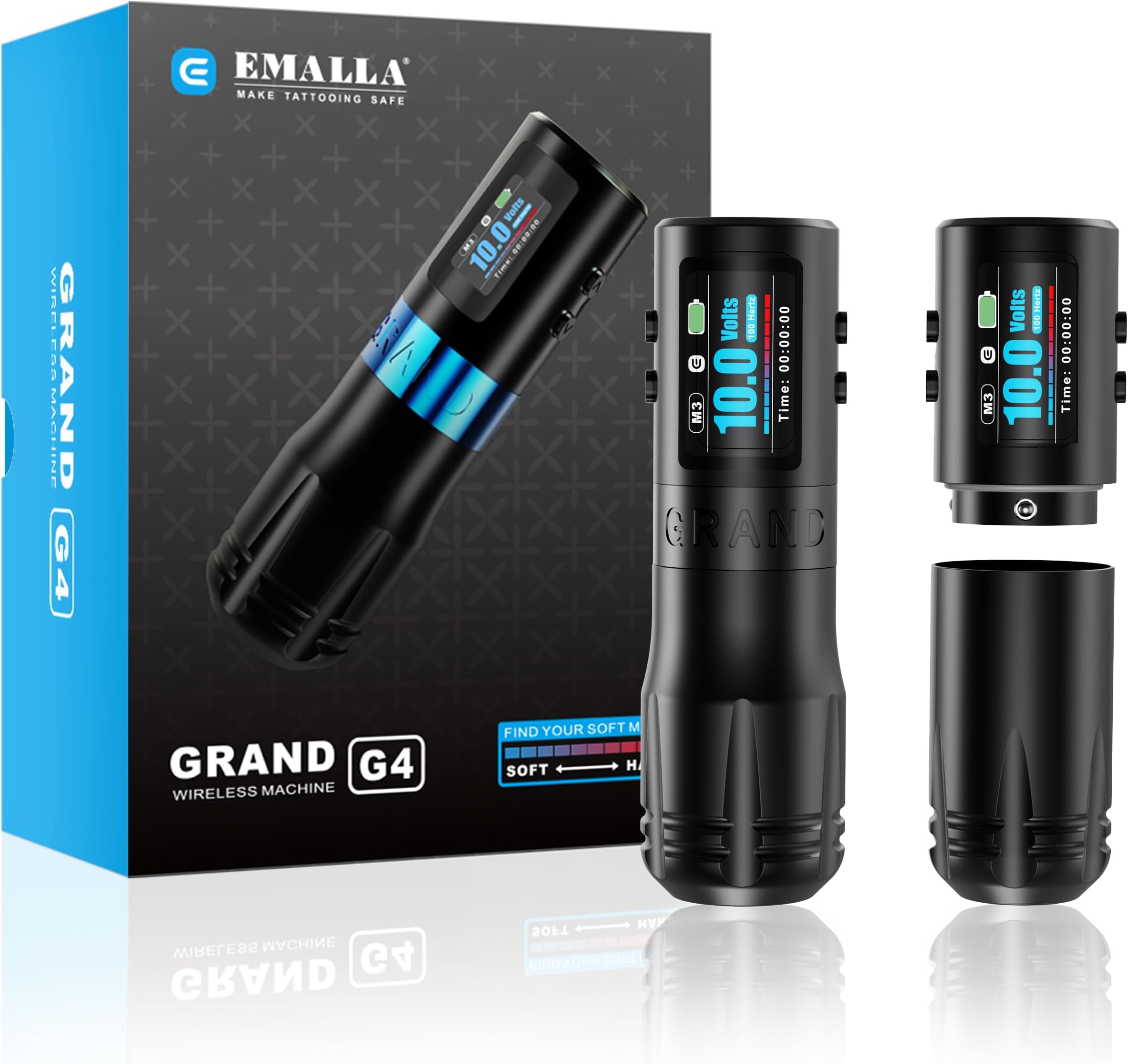 Emalla Grand G4 Cordless Tattoo Pen Machine, Professional Tattoo Machine 3.5mm Stroke Long Working Pen Premium Gun for Artists Tattoo Supplies