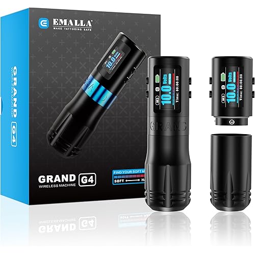 Emalla Grand G4 Cordless Tattoo Pen Machine, Professional Tattoo Machine 3.5mm Stroke Long Working Pen Premium Gun for Artists Tattoo Supplies