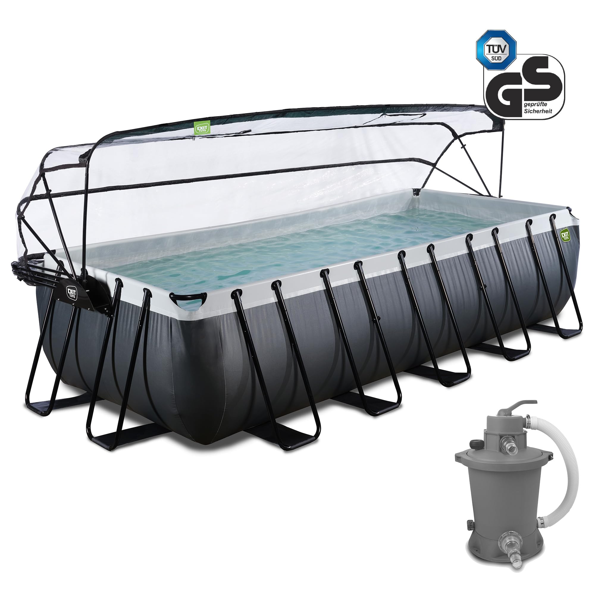 Piscine 540x250x122 cm avec dôme et pompe filtrante sable EXIT