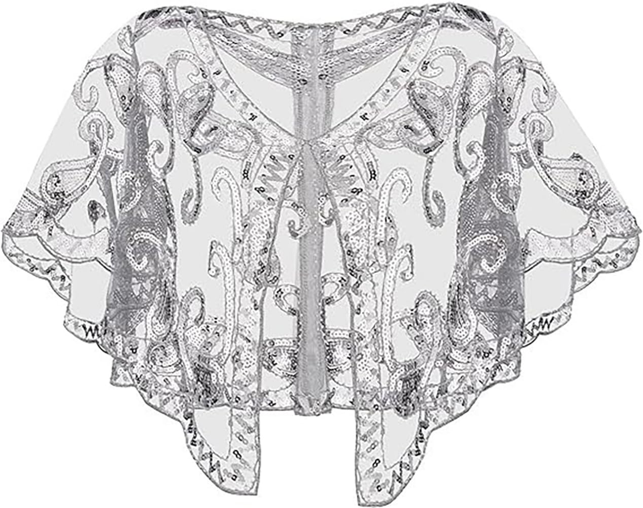 Châle Art déco de mariage Viloree blanc | Cape pour couvrir les épaules - 2