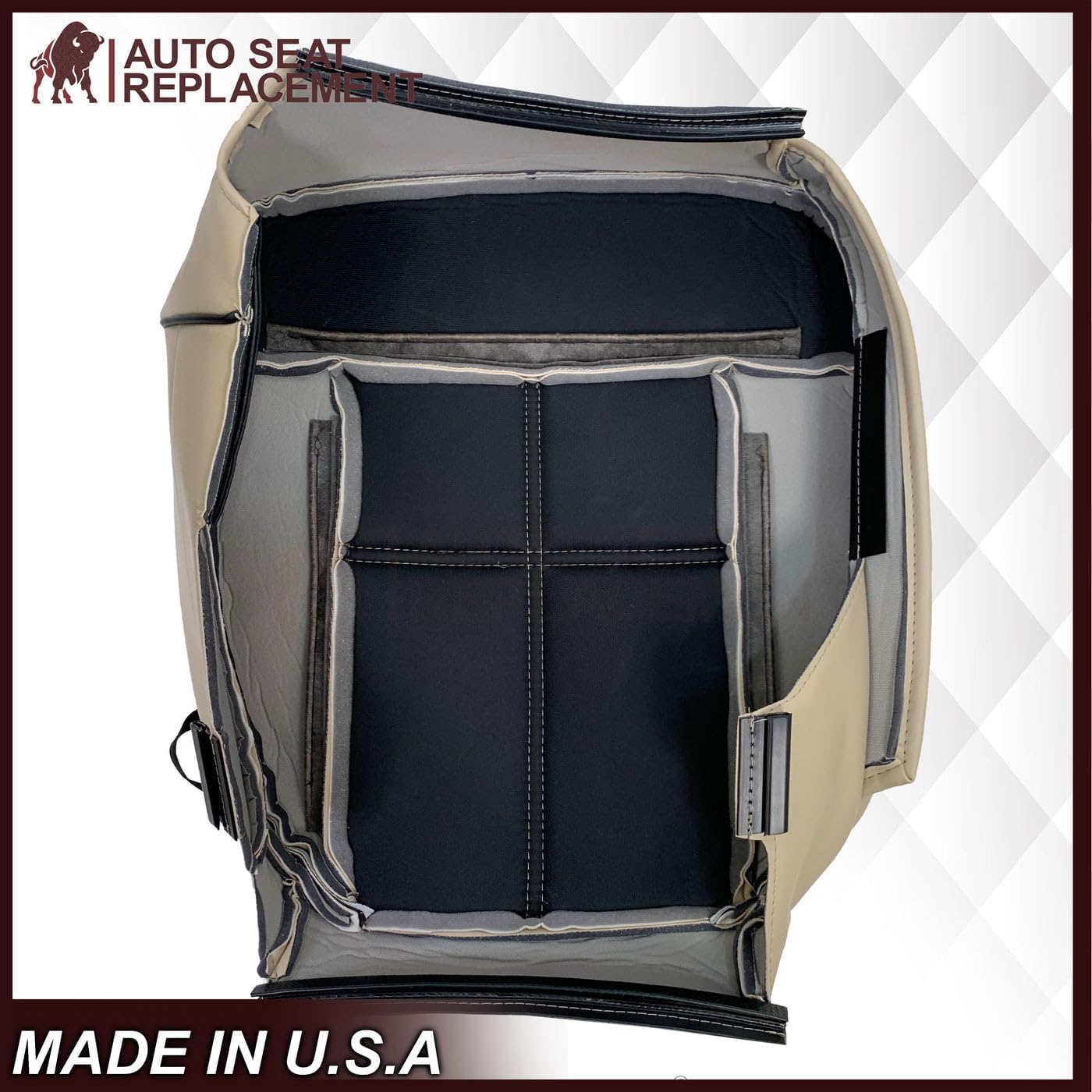 Auto Seat Replacement, Compatible with 2006 2007 2008 Lincoln Mark LT New Front Replacement Genuine Cow Hide Leather Seat Covers in Tan (Driver Bottom)