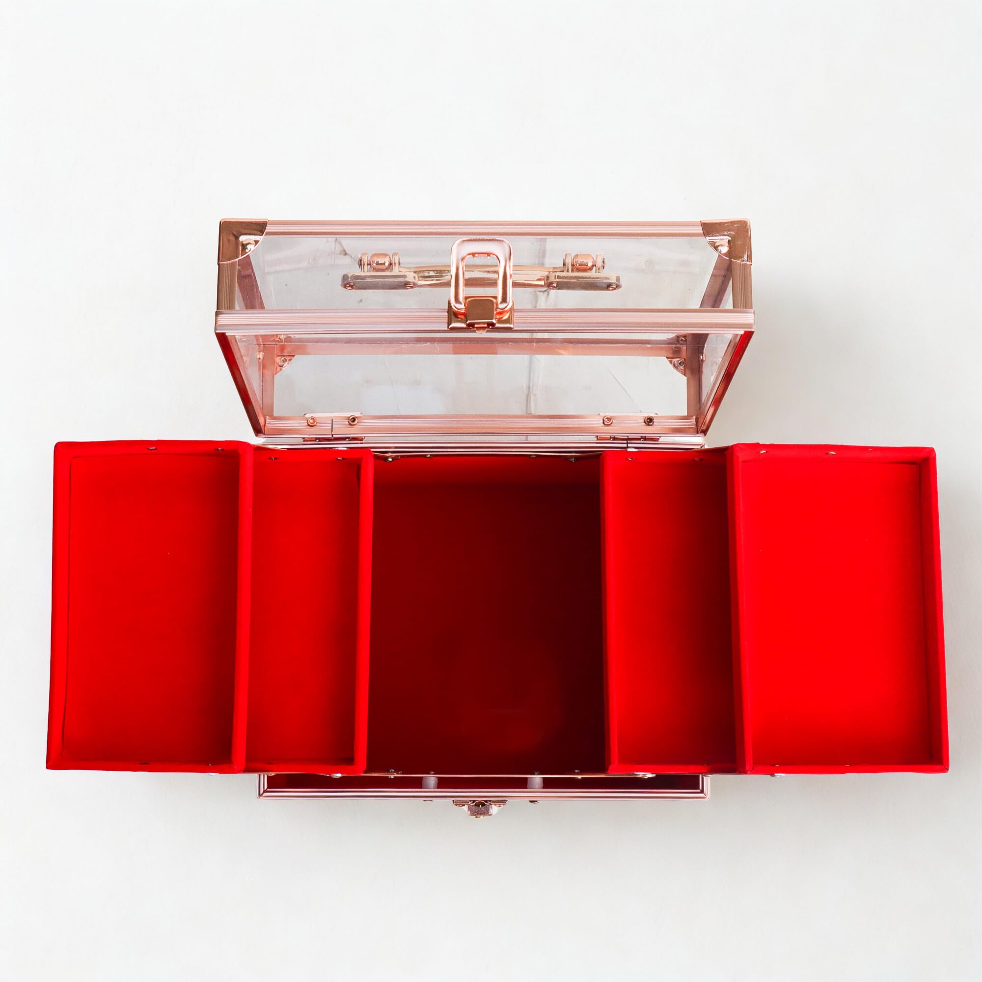 Adson Professional Beauty Makeup Cosmetic Vanity Case/Box (Caramel Diamond Rose Gold) 3
