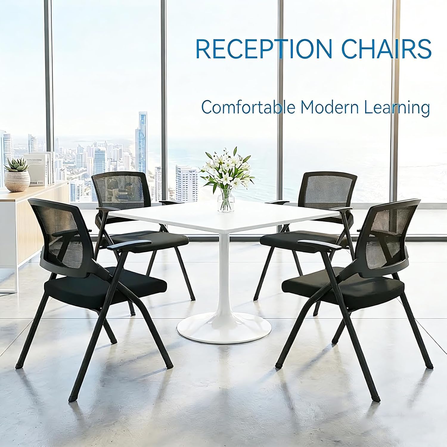 LDIW 20 Pack Folding Office Chair, Conference Room Chairs, Stackable Training Room Chairs with Breathable Mesh Back and Padded Seat,Guest Chairs for Reception, Waiting Room and Classroom (20)