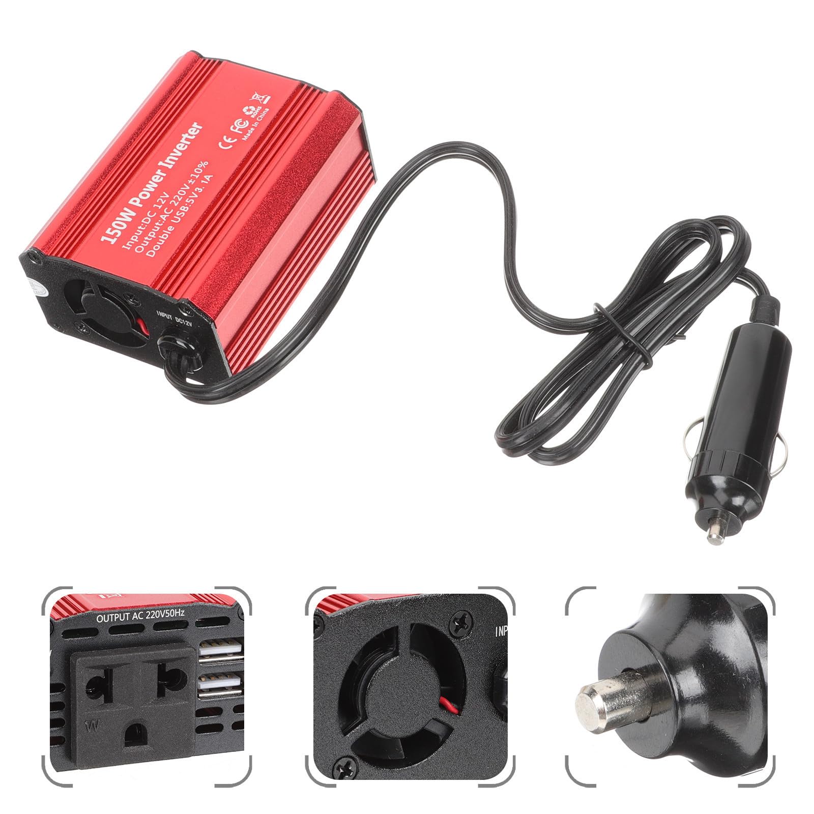 Inversor de Potencia 12v a 220v 150w para Vehículo Modificado