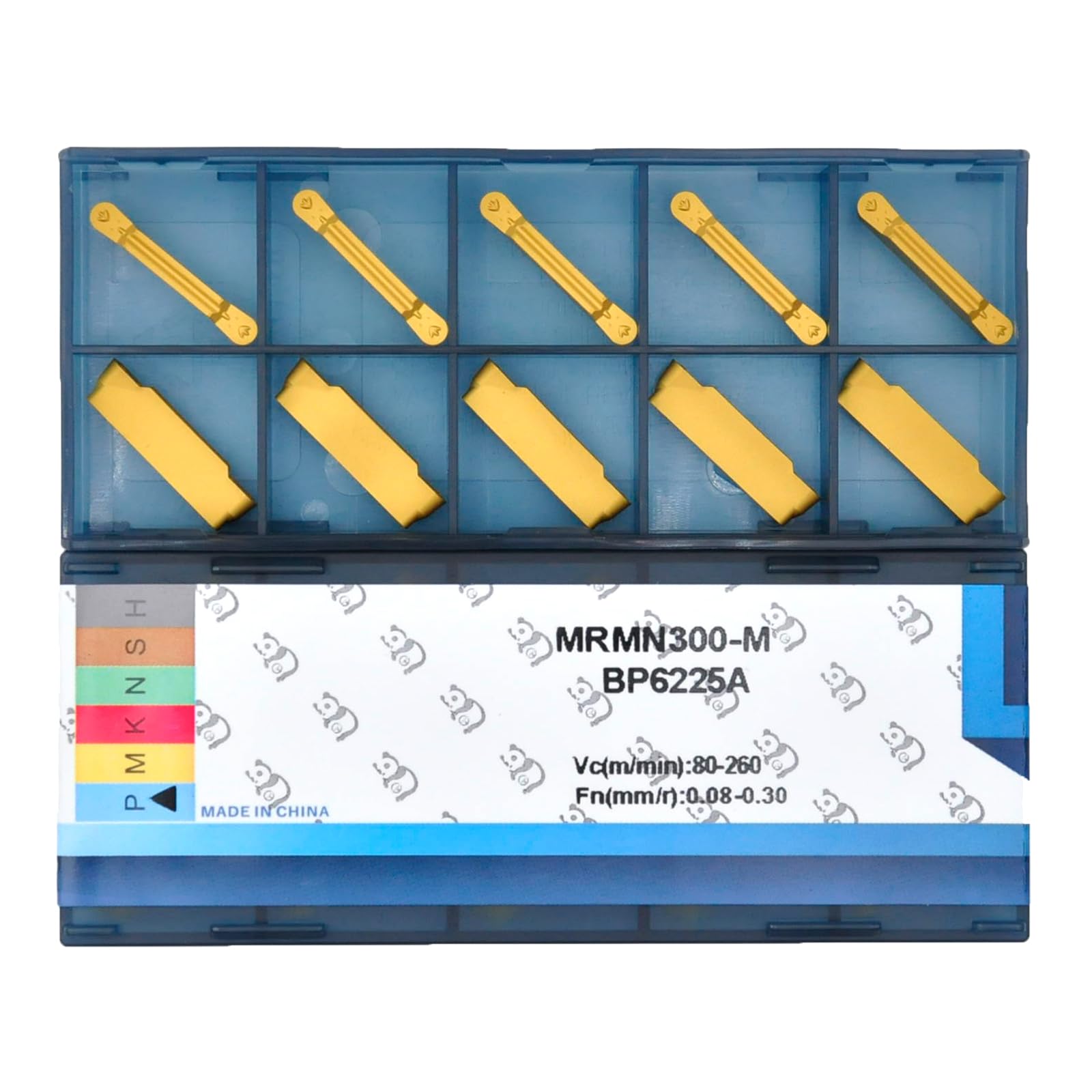 CDBP MRMN300-M Carbide Grooving Inserts for MGEHR/L and MGIVR/L Grooving Cut-Off Tool Holder, CVD Yellow Coating, 10pcs