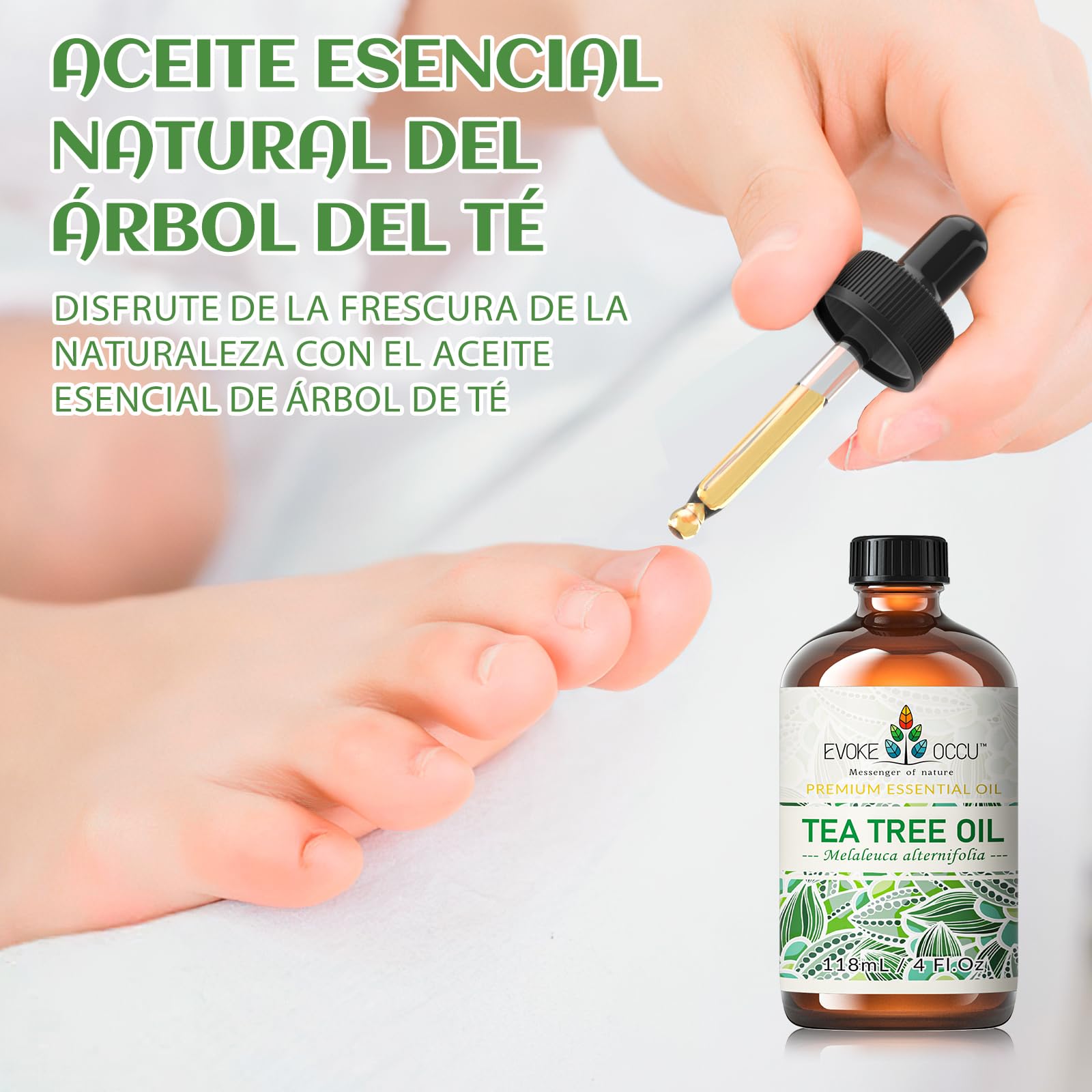 EVOKE OCCU Aceite Esencial de Árbol de Té 118ml, Aceite Puro de Árbol de Té para Difusor Piel Cabello Cuerpo Cuidado de Uñas — view 5