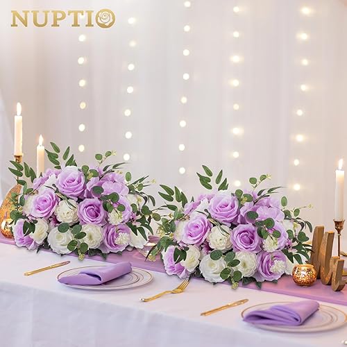 Miniatura 2 de NUPTIO Ramo de arreglo de bolas de flores, 2 piezas de 9.4 pulgadas de diámetro de flores falsas blancas para centros de mesa, arreglos de rosas