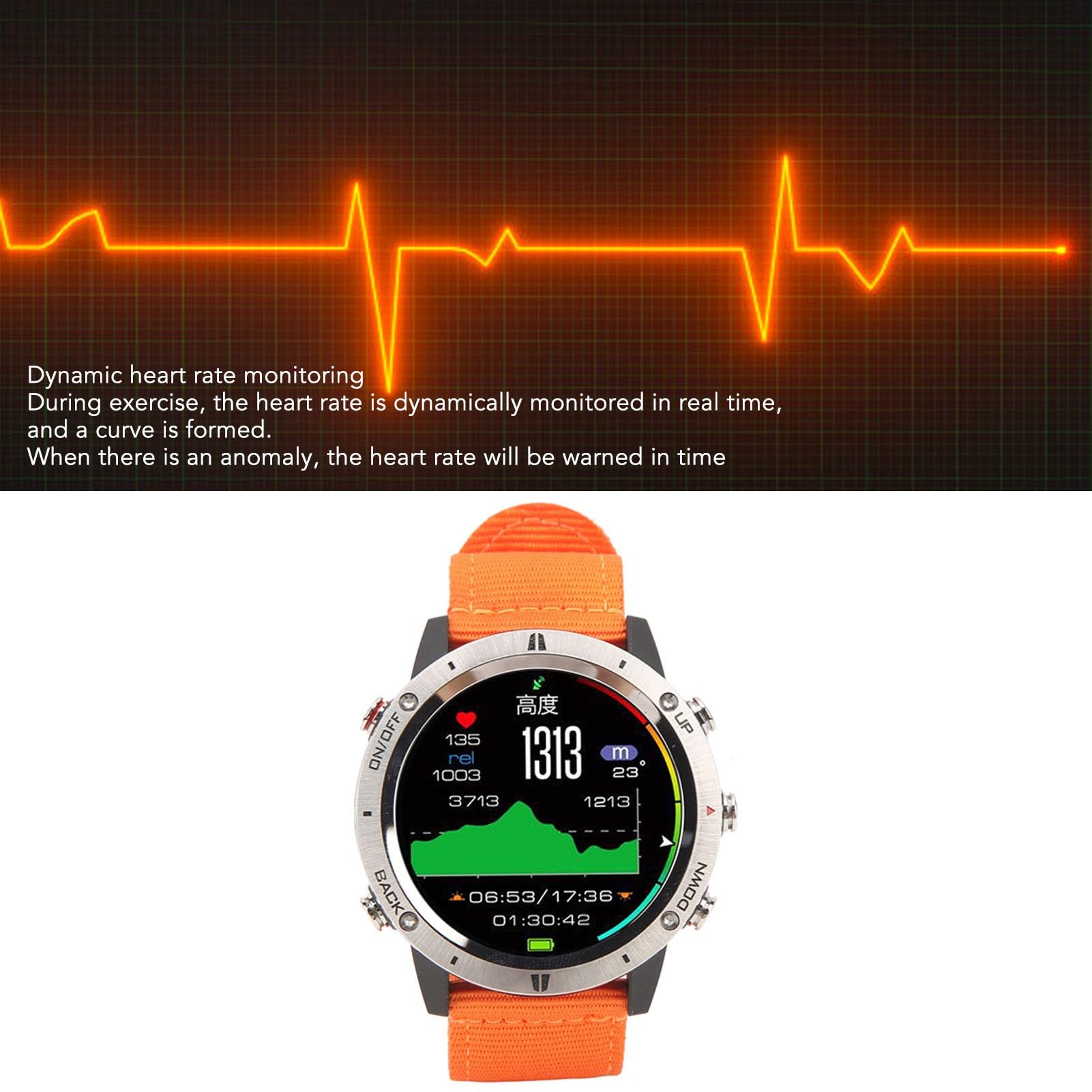 DAUZ Smart Watch sportivo da 1,28 pollici IPS TFT Full Touch Screen Orologio intelligente da uomo impermeabile fino a 50 m Controllo musicale per arrampicata