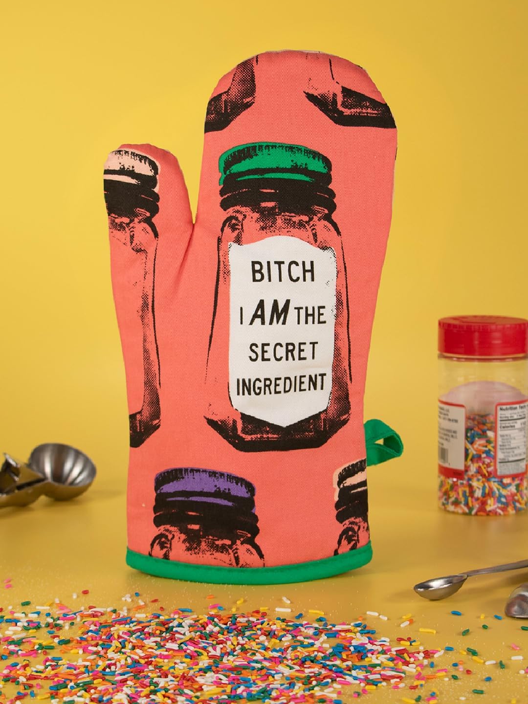 Blue Q B*tch I Am The Secret Ingredient Funny Oven Mitts, Home Kitchen Gifts, Cooking Accessories, Super-Insulated Quilting, Comfy Natural-Fitting Shape, Pot Holders, 100% Cotton, Size 12.5"L x 7.5"W - Image 4