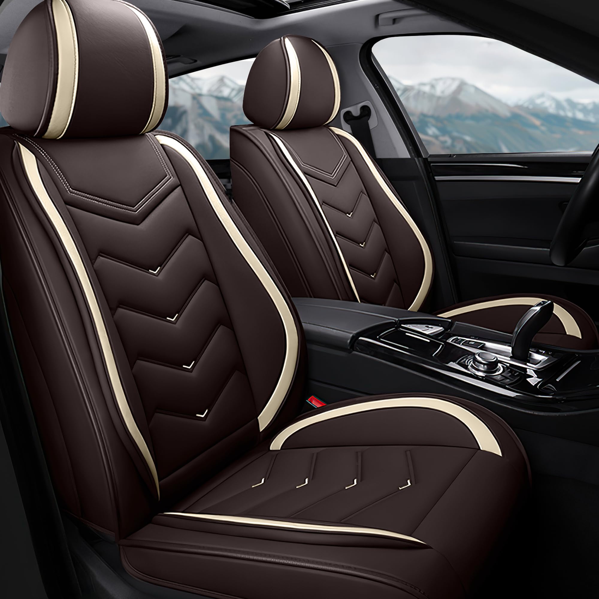ACDY Nappa Leather Seat Covers for Mercedes Sprinter (Front Pair, Coffee)