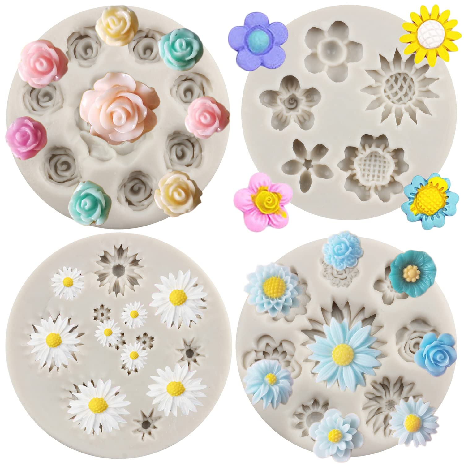 Sijiangmold Gumpaste Lot de 6 moules en silicone pour décoration de gâteaux en forme de fleur de rose Sijiangmold Gumpaste Lot de 6 moules en silicone pour décoration de gâteaux en forme de fleur de rose