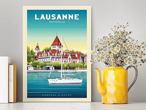 Miniatura 1 de Lausanne - Póster de viaje de Suiza, estampado vintage de lausana, impresión artística Spóster vintageviaje #02