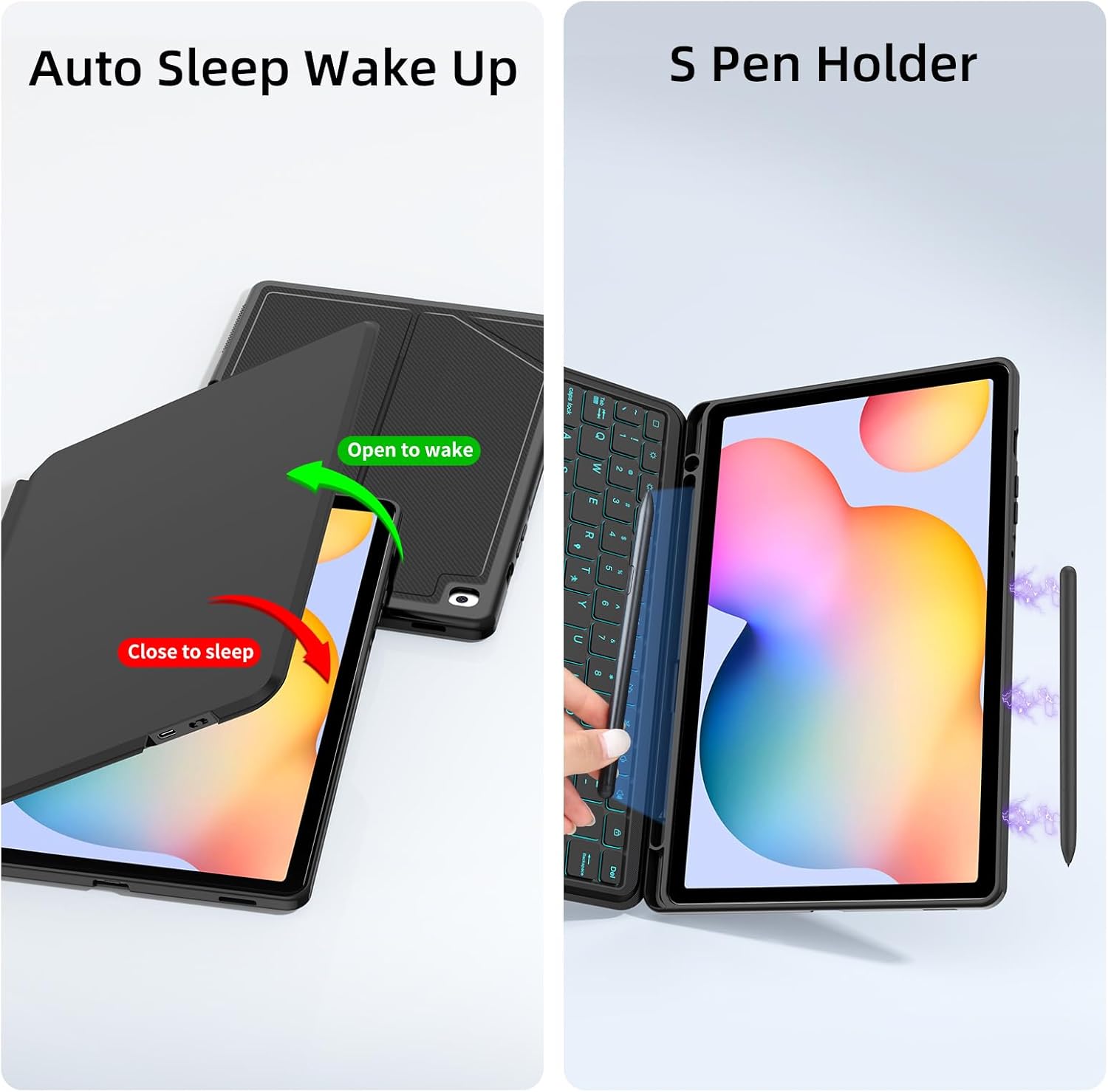 JUQITECH Trackpad Keyboard Case for Samsung Galaxy Tab S6 Lite 10.4" 2024/2022/2020, SM-P620/P625/P610/P613/P615/P619 Tablet Protector Case Kickstand with Magnetic Wireless Backlit Touchpad Keyboard