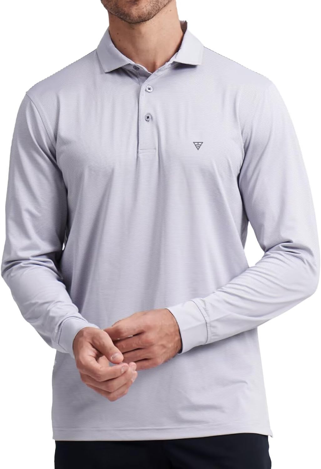 M MAELREG Short and Long Sleeve Polo Shirts for Men Dry Fit Performance Moisture Wicking Sport Pin Striped Mens Golf Shirts - Image 3