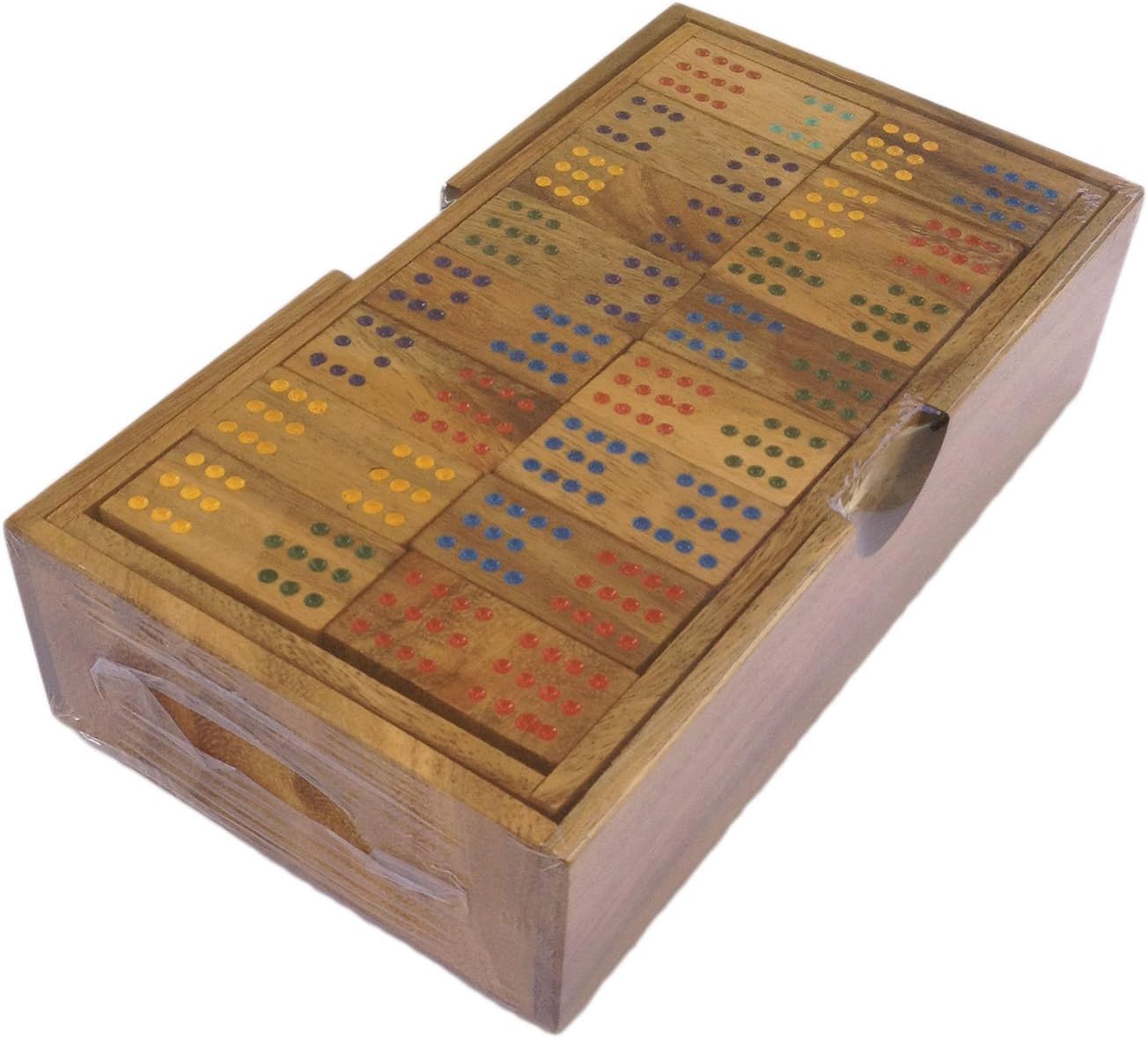 AWEHIRU OKEPS Hxeredue YuanKanJu CMStar Double 12 Color Dot Wooden Dominoes - 96 PCs Box Set Handmade Large Size