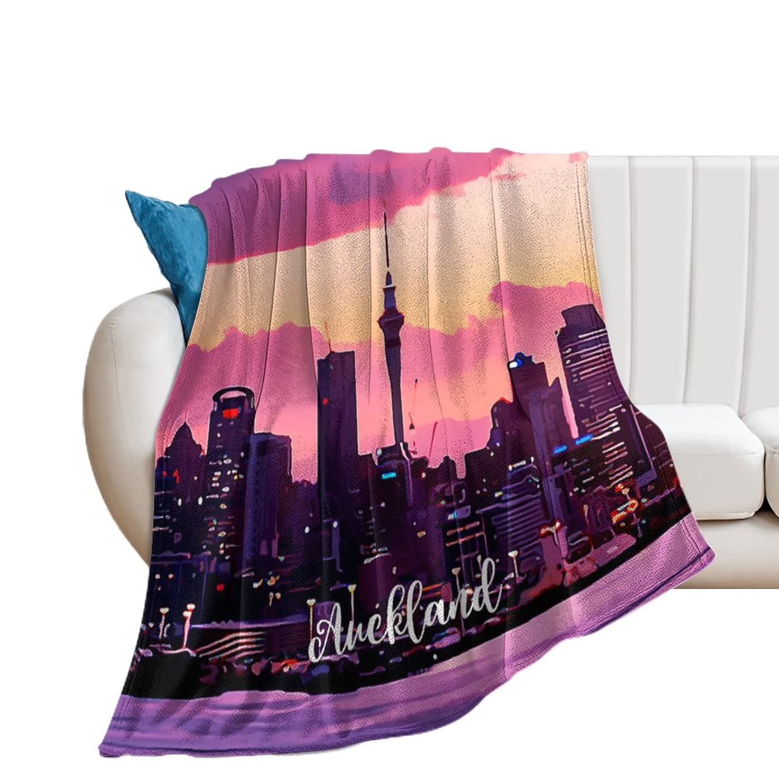 Couverture en flanelle Auckland pour canapé et lit en microfibre peluche 178x203cm Paysage urbain