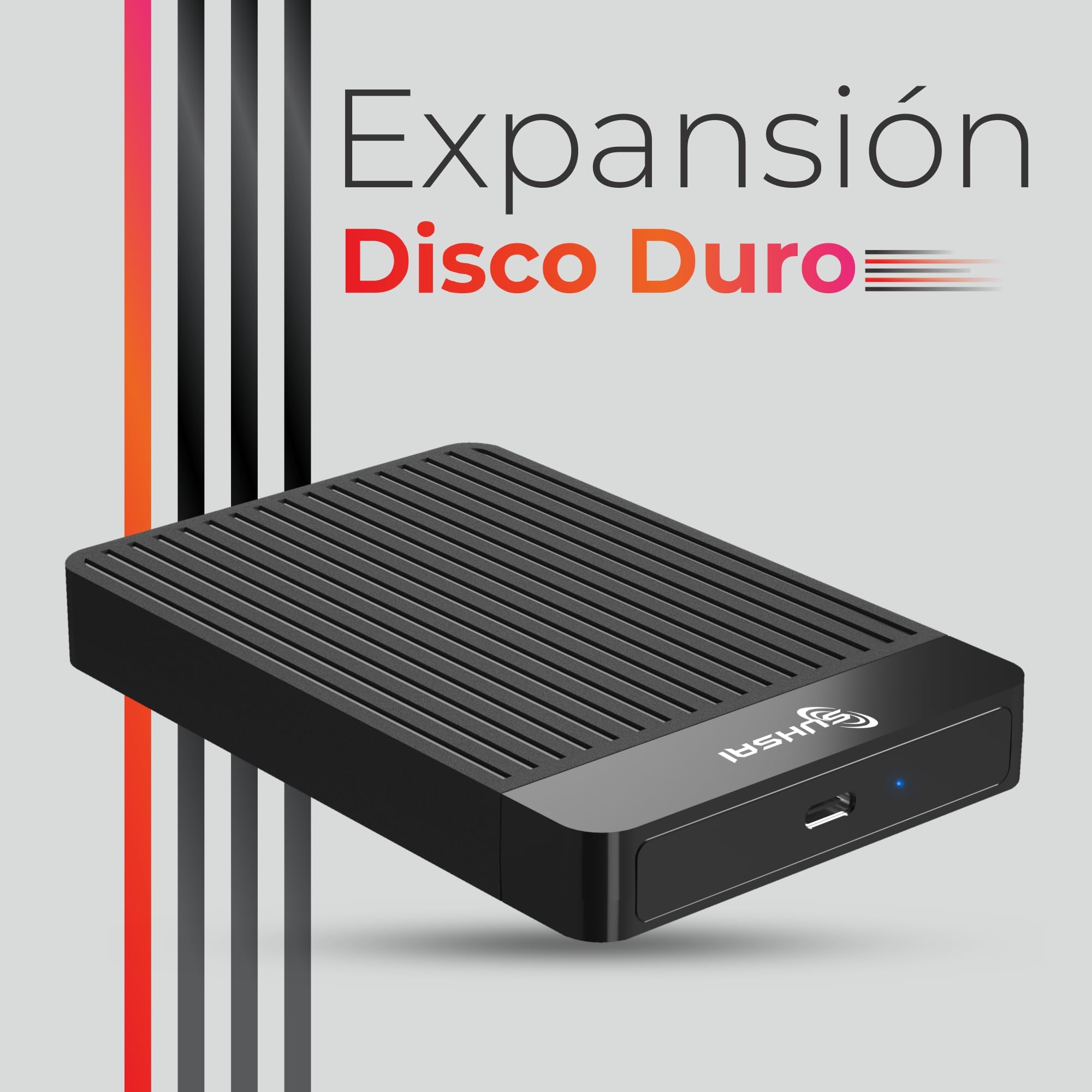 SUHSAI Disco Duro Externo portátil de 2,5 Pulgadas para Copia de Seguridad/Almacenamiento, Disco Duro HDD Delgado de 500 GB Compatible con MacBook, PC, portátil, Escritorio, Chromebook (Negro)