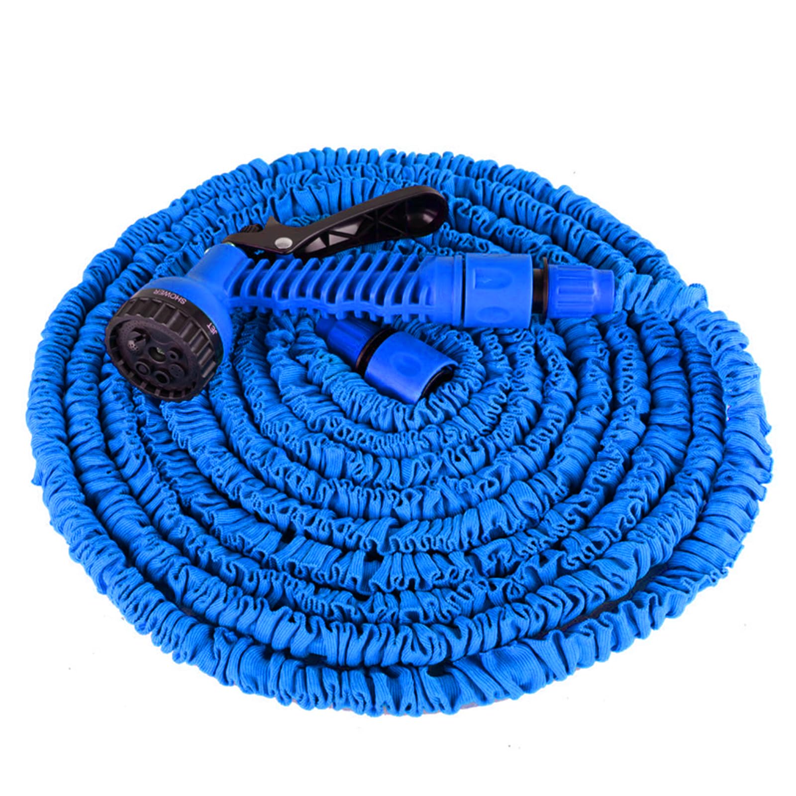 Expandable Flexible Grill Water Hose w/Spray Nozzl Durable Three Layer Latex Core Propane Hoses (SBlue-15)