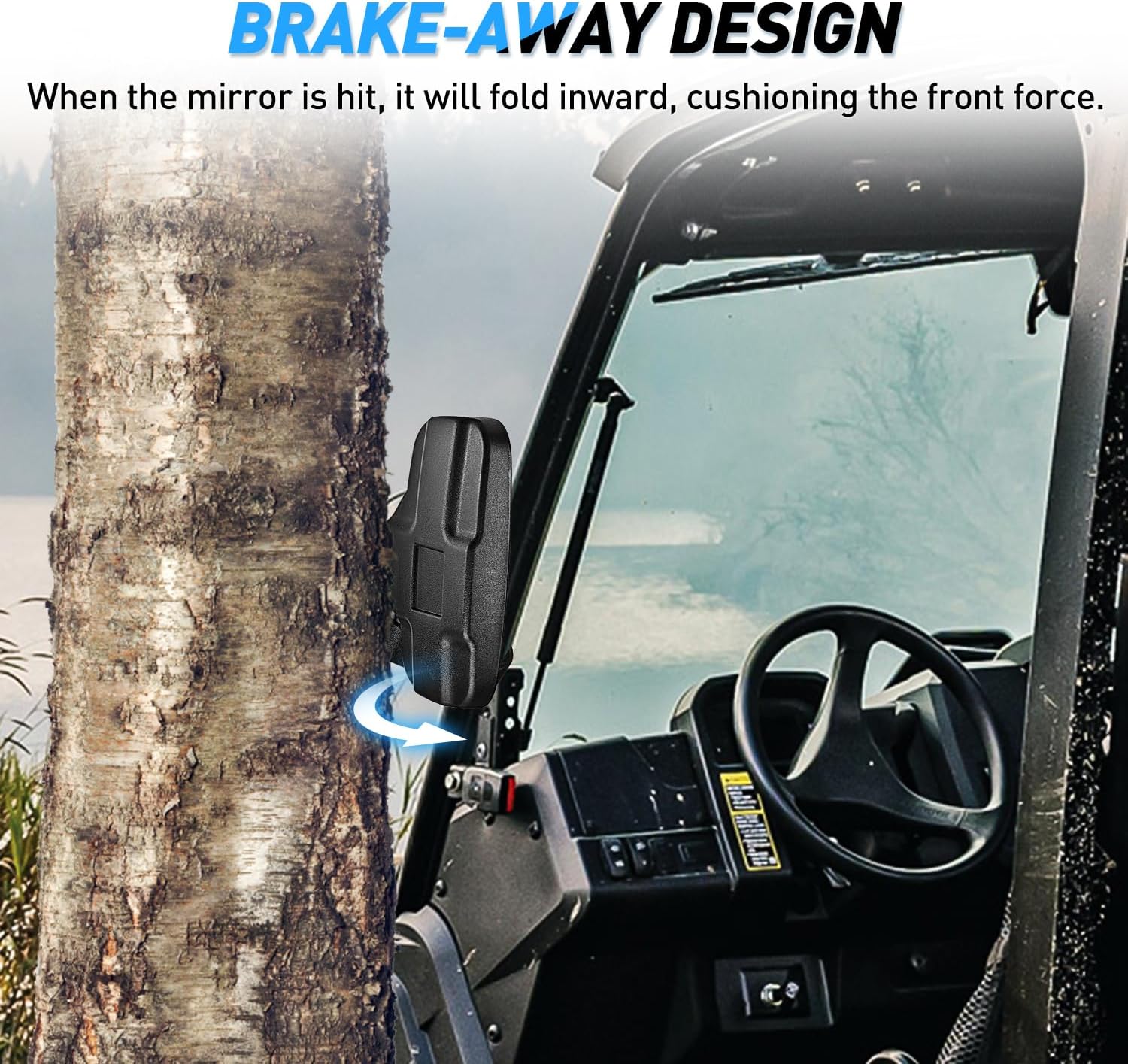 Nilight UTV Side Mirrors Offroad Rear View Mirror Universal Fits 1.6-2 inch Round Roll Cage Bar for RZR Ranger Maverick X3 Commander Pioneer Mule Teryx Yxz 1000 Rhino Krx Talon