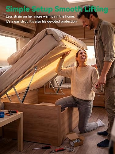 Miniatura 2 de HUOPO Puntales de gas de 13 pulgadas para tapa pesada, puntal de soporte de elevación de 22.5 lb/100N para cama de caravana, escotilla de barco