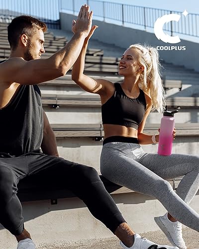 Miniatura 8 de Coolplus Botella de agua de 40 onzas aislada, frasco de agua de acero inoxidable con pajilla, de metal de doble pared al vacío con funda de