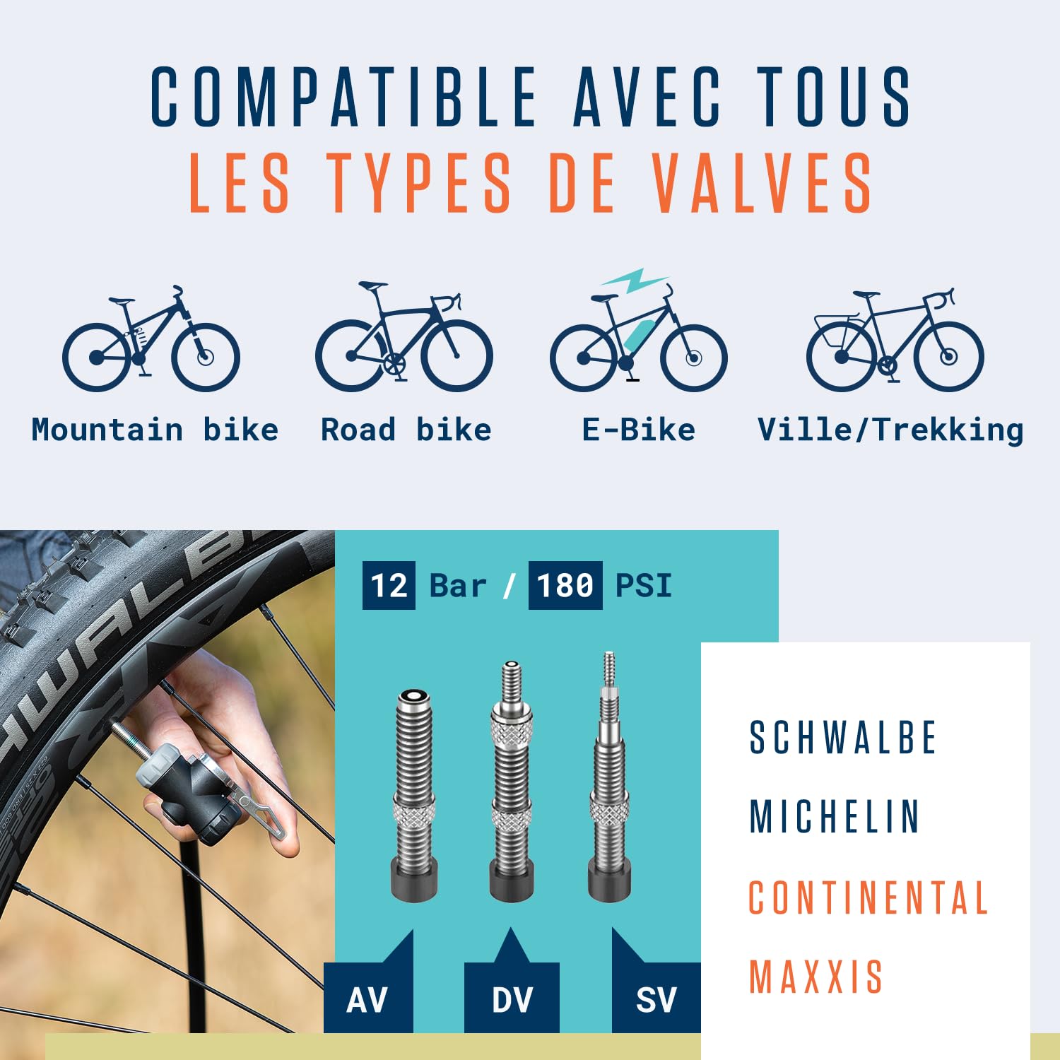 Alphatrail Micropompa Ted - Per Tutte Le Valvole 8,3 Bar / 120 PSI Pressione Massima I Funzione Telescopio I Pompa Ad Aria In Alluminio Fresato CNC I