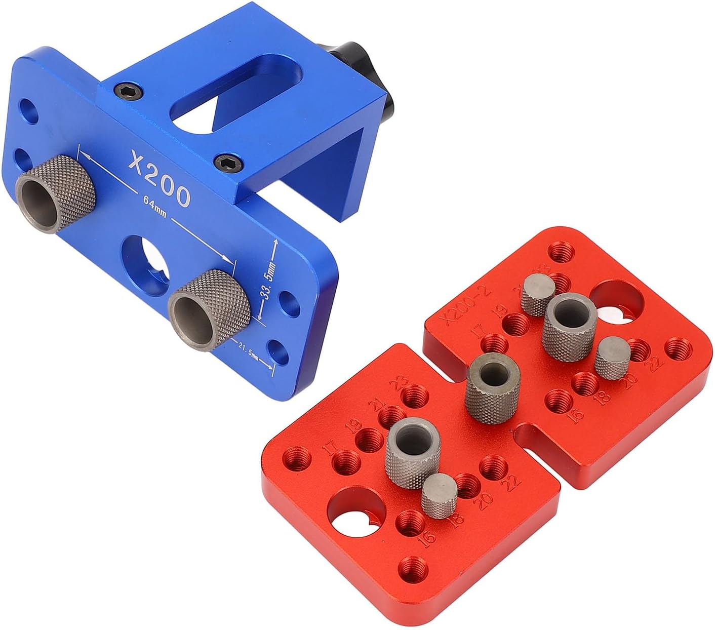 Professional 3 in 1 Hole Punch Locator Tool Kit Woodworking Dowel Jig Drill Guide with Aluminum Alloy Body Anodized Finish for Furniture Making and Carpentry Projects Compl