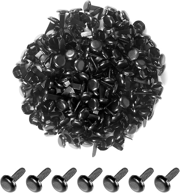 moinkerin 200 Pcs Split Pins Pastel Metal Brad Fasteners Mini Brads, Multicolor Round Brads for Paper Craft DIY Stamping Scrapbooking (Black, 8 X 12 mm)