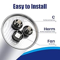Vista 3 de 40+5 uF 40/5 MFD ±5% 370V/440VAC Condensador de Arranque y Funcionamiento Dual CBB65B Funciona para Motor de Ventilador de Unidad de Aire