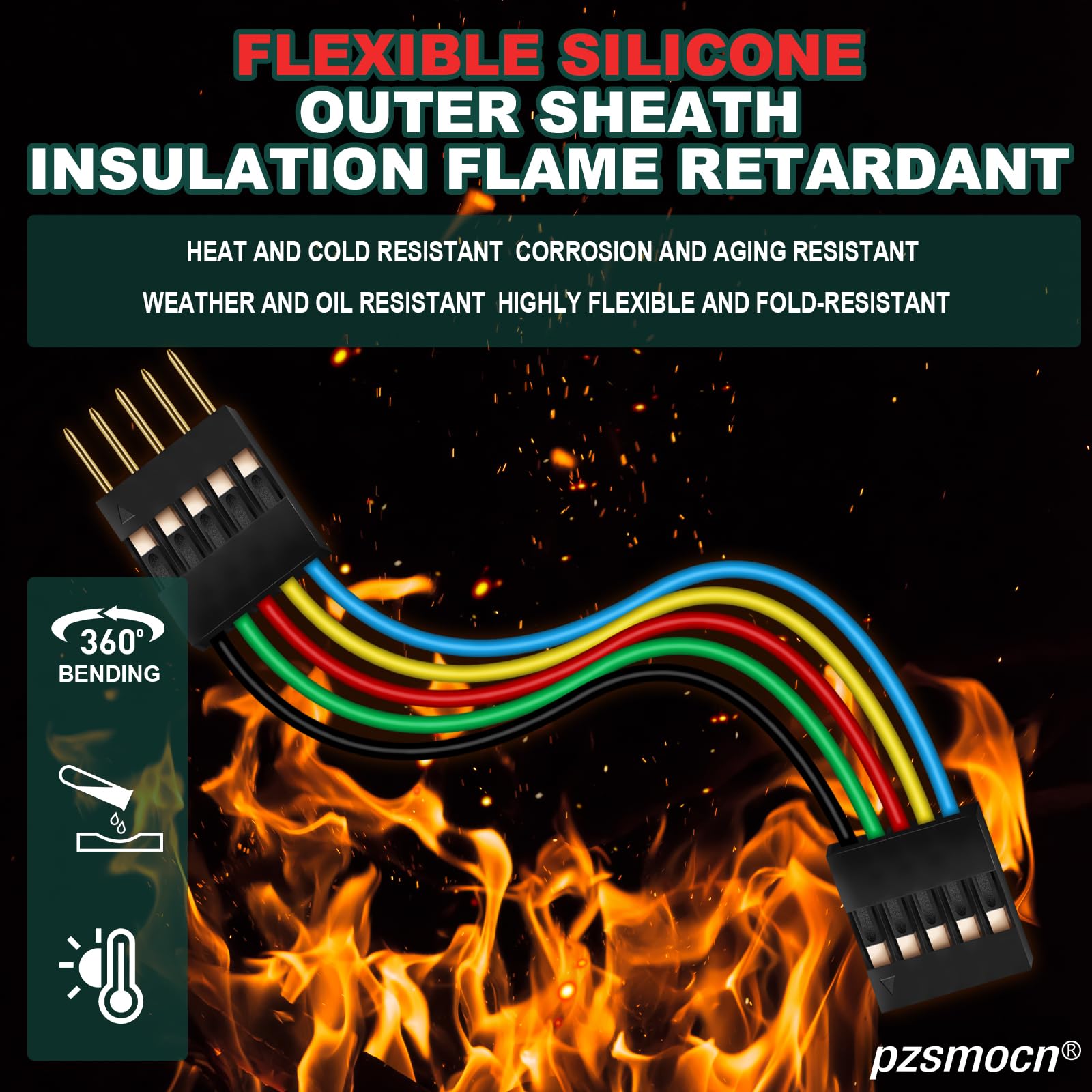 Flessibile Silicone Breadboard Cavetti Jumper Filo Wire 24AWG Cavi 20cm 8 Set/56 Pezzi per Connettore Dupont Passo 2,54 mm 5 Pin Nero Maschio-Femmina Testata Adattatore Cavo a Nastro