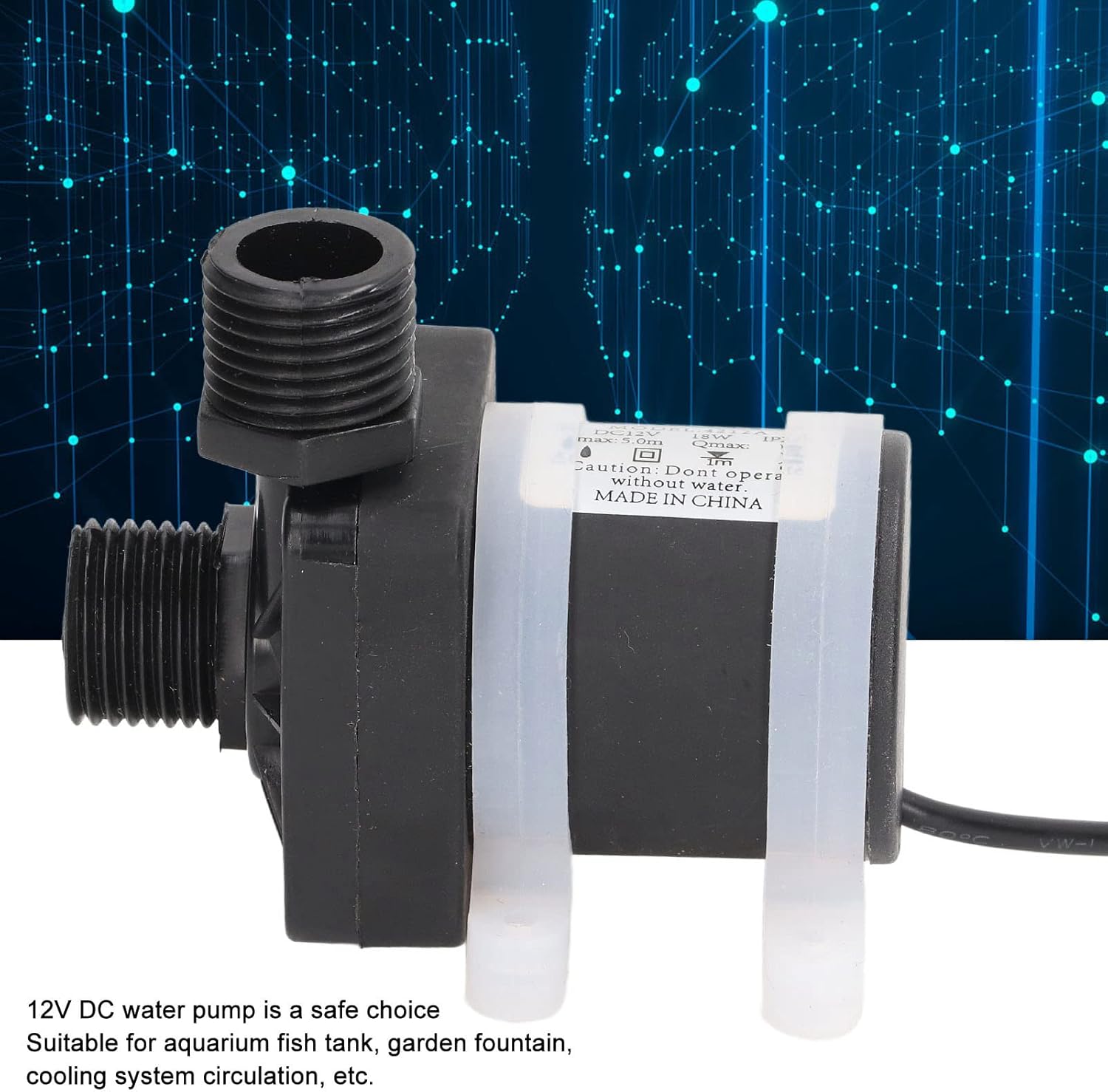 Submersible Pump for Aquarium and Hydroponics Quiet DC12V 20W 800L/H Small Water Fountain Pump for Fish Tank Garden Pond