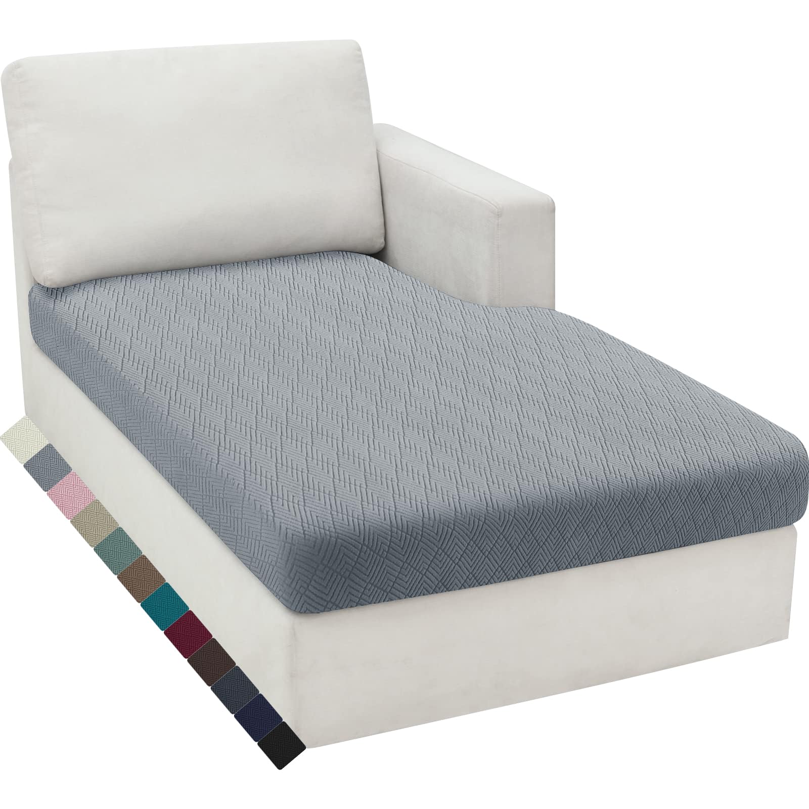MAXIJIN Elastic Chaise Covers, Universal Sofa Seat Covers, Couch Seat Slipcover Protector Replacement for Individual Cushion with Elastic Bottom (Light Grey, Chaiselounge)