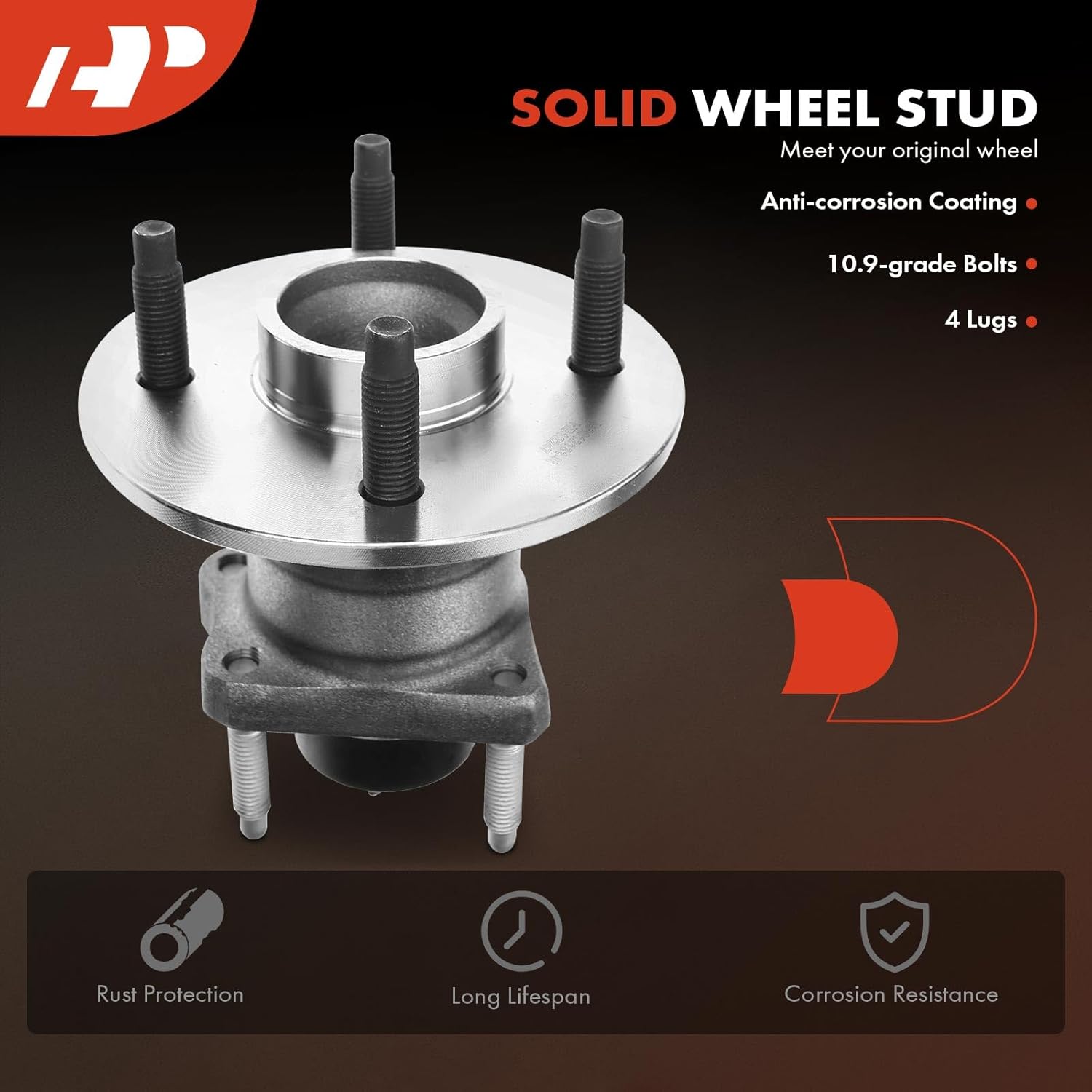 A-Premium 2 x Rear Wheel Bearing and Hub Assembly with ABS & 4-Lug Compatible with Chevrolet Cobalt 2005-2010 & Pontiac G5 2007-2010, Pursuit 2005-2006 & Saturn Ion 2003-2007