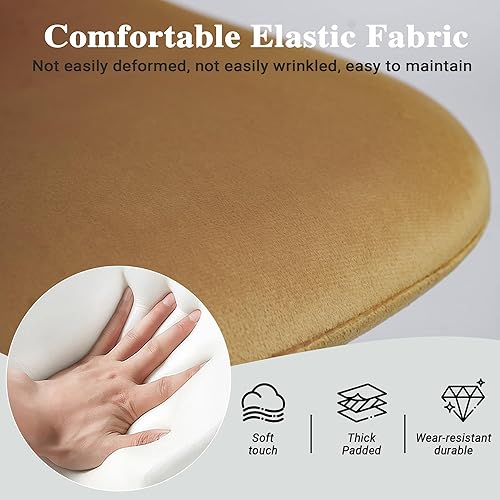 Miniatura 8 de CangLong Sillas de comedor de terciopelo modernas con patas de metal para sala, dormitorio, restaurante, comedor, juego de 2, amarillo tierra