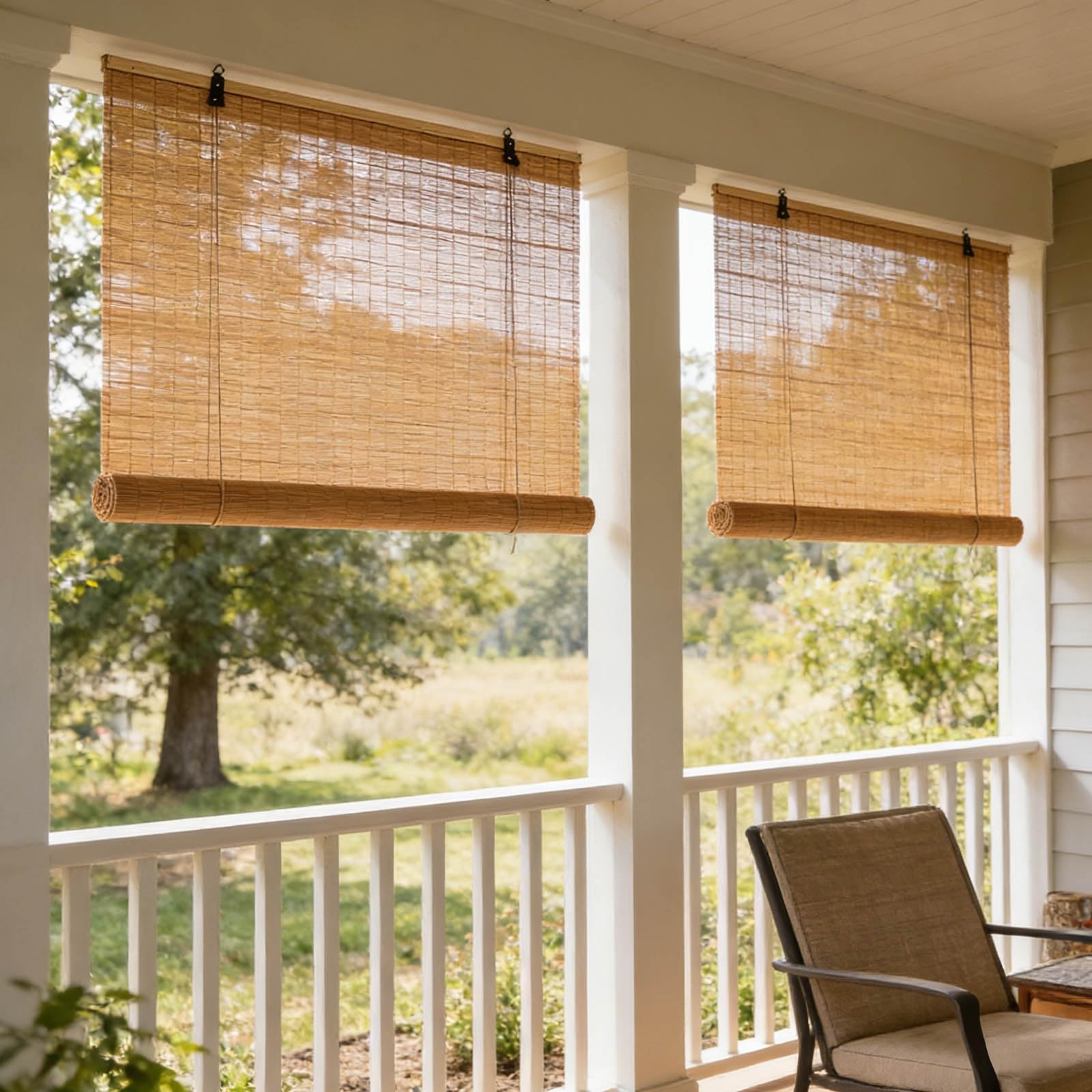 Tenda A Rullo In Bamboo Naturale Tapparelle Avvolgibili Bamboo Esterno 45 50 60 110 120 140cm Cortina Di Bambù Tende Romane per Finestre Soggiorno Cucina Filtranti/Anti-UV/Traspiranti(W90xH120cm)