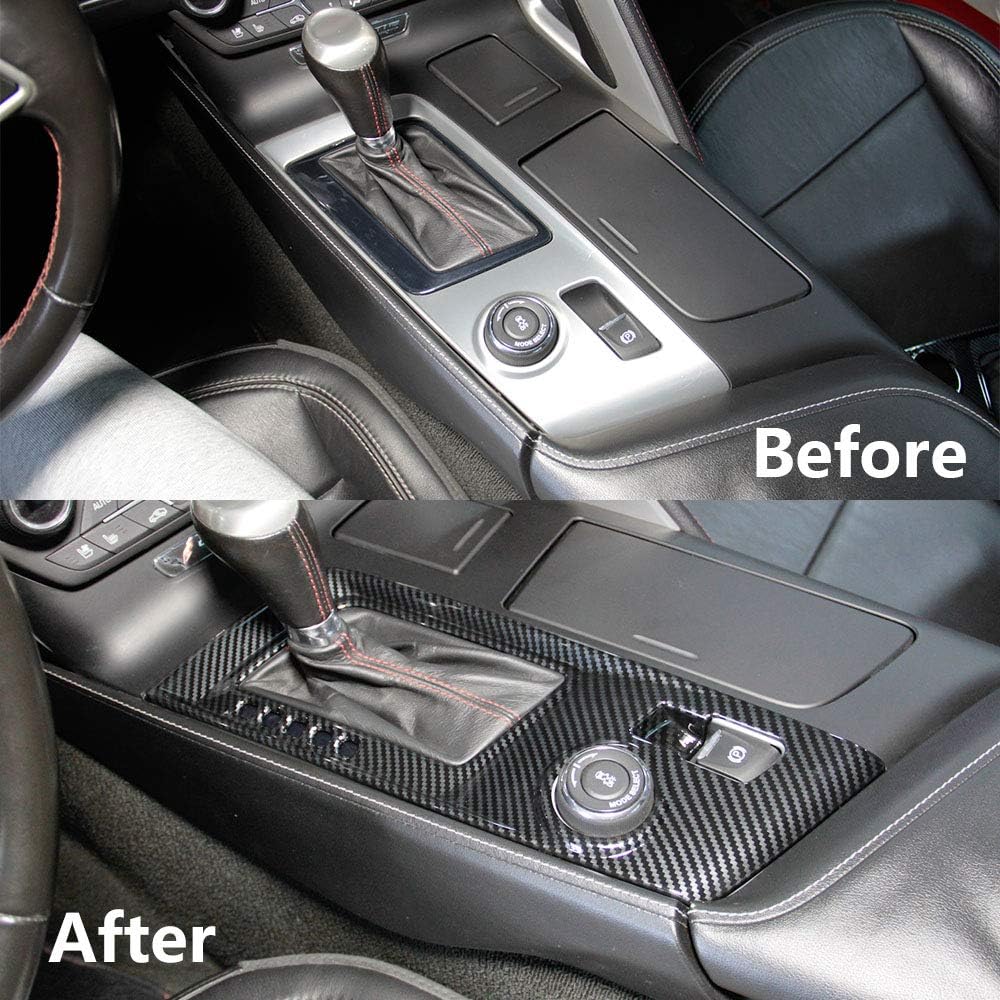 Carbon Fiber Look Control Gears Panel Protective Cover molding Trims Accessories for 2014 2015 2016 2017 2018 Chevrolet Corvette C7 (Automatic Gear)