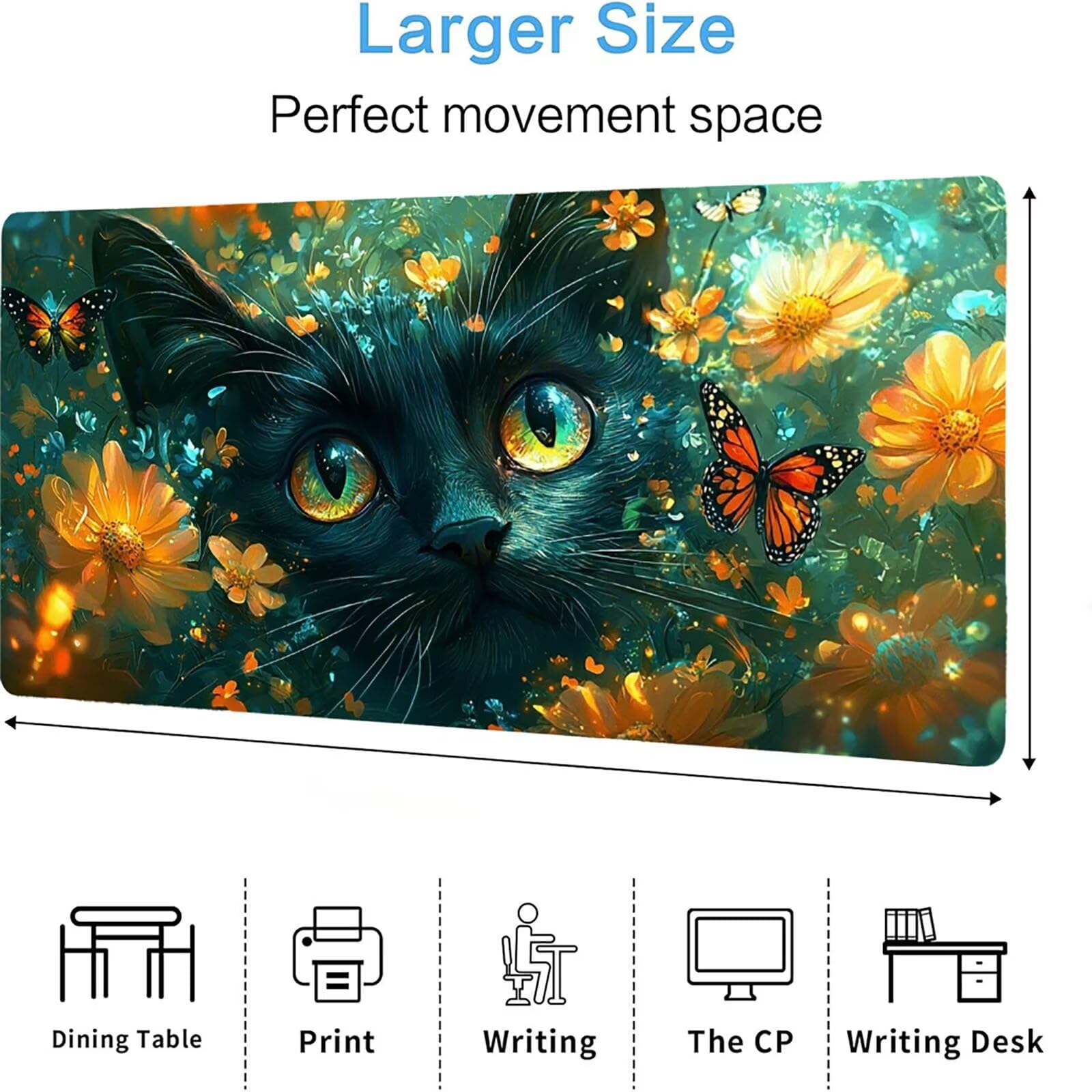 Czarna podkładka pod mysz matowa, podkładka pod mysz do gier XXL 1200 x 600 x 5 mm, podkładka na biurko dla graczy, bardzo duża bezszwowa mata na stół dla graczy, antypoślizgowa podstawa, wodoodporna