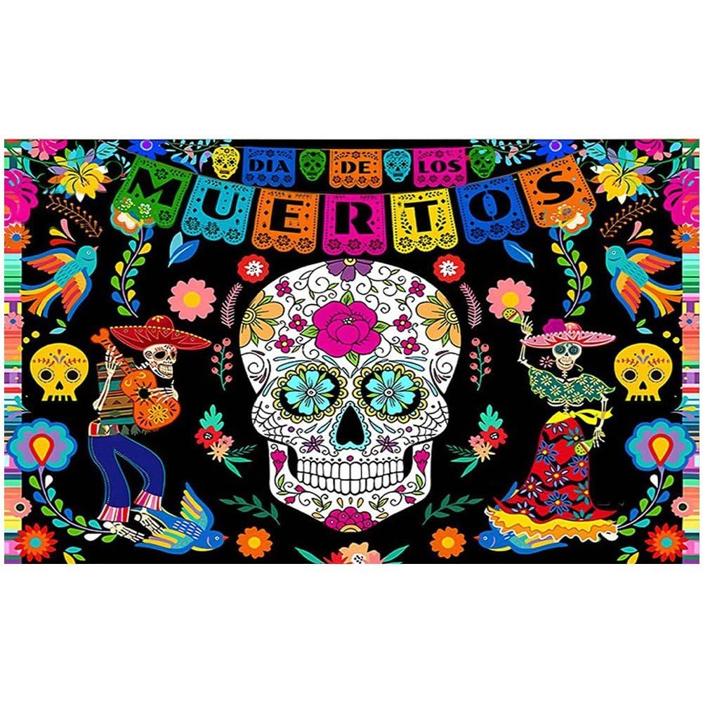 Tag Der Toten Fotohintergrund, 150x90 Cm – Für Día De Muertos Partys, Tischdeko & Kuchenbereich