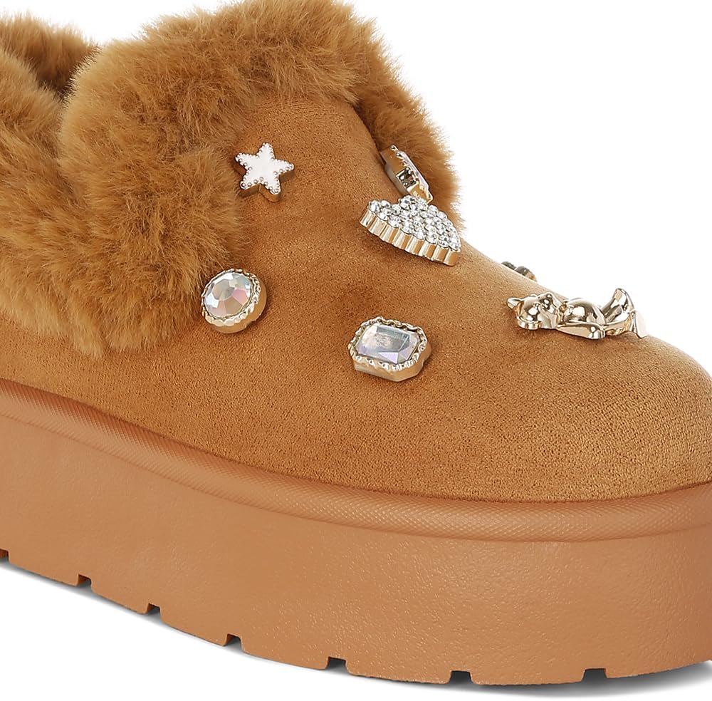 London Rag Zeta Charm Detail Slip On Snow Boots