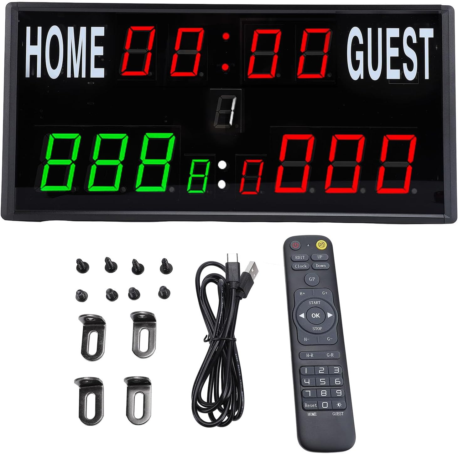 LED Scoreboard, Electronic Scoreboard with Remote Control, Digital Countdown Timer for Basketball Table Tennis Badminton, 99 - Minute Match Display with 8 Brightness
