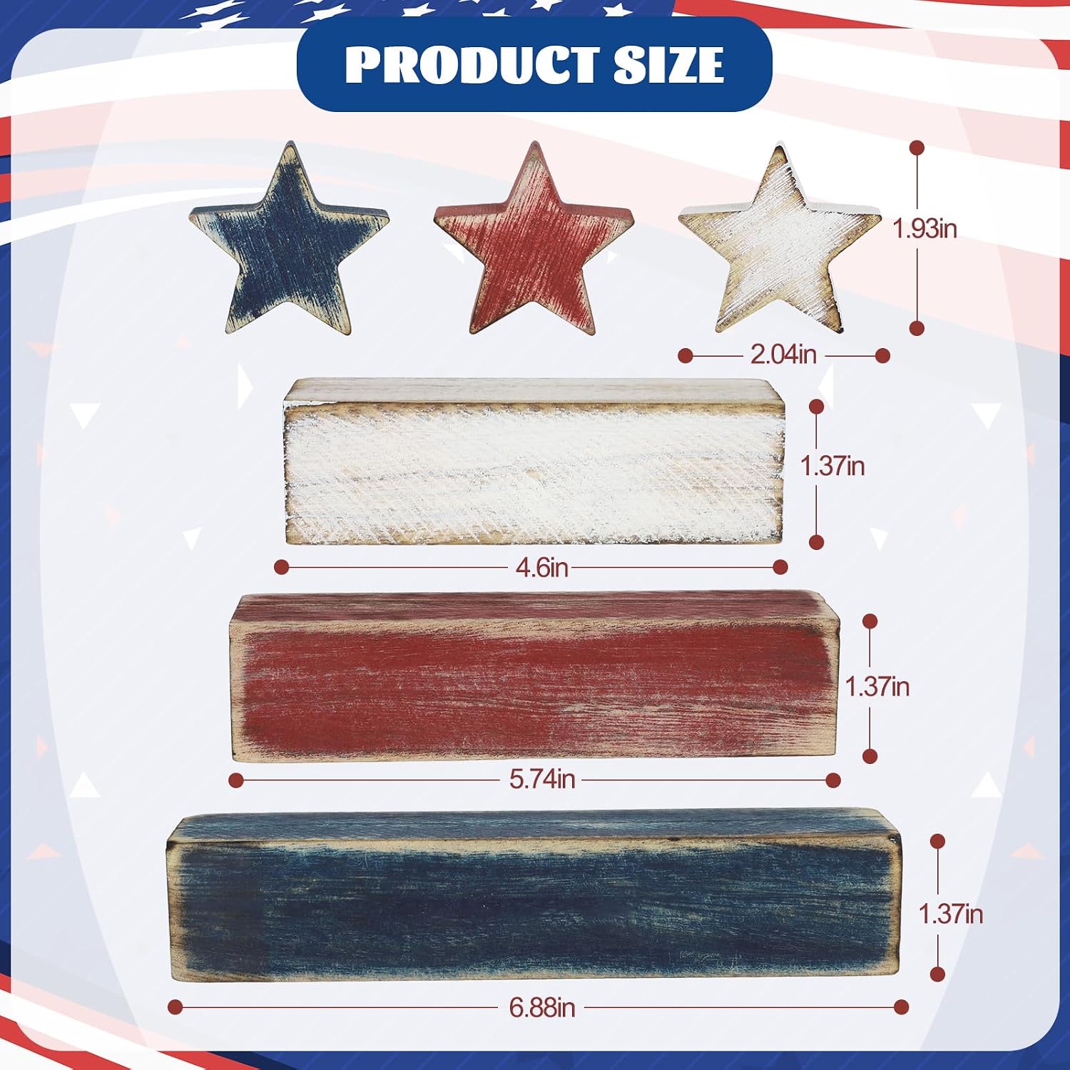 4th of July Table Decorations, Red White Blue Decorations, Retro Patriotic Memorial Day Tiered Tray Decor, Labor Day Independence Day Fourth of July Decor for Home Office Shelf Centerpieces