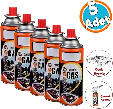 Kamp Gaz  Bu tan Propan Gaz Tu p  Portatif Ocak Kartu u Tek kullan ml k P rm z 400 ml 5 Adet