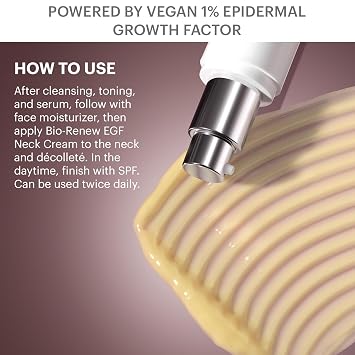 Glo Skin Beauty Bio-Renew EGF Neck Cream - Epidermal Growth Factor Neck + Decollete Cell Repairing Formula, Reduce the Appearance of Wrinkles, Fine Lines Crepey & Sagging Skin