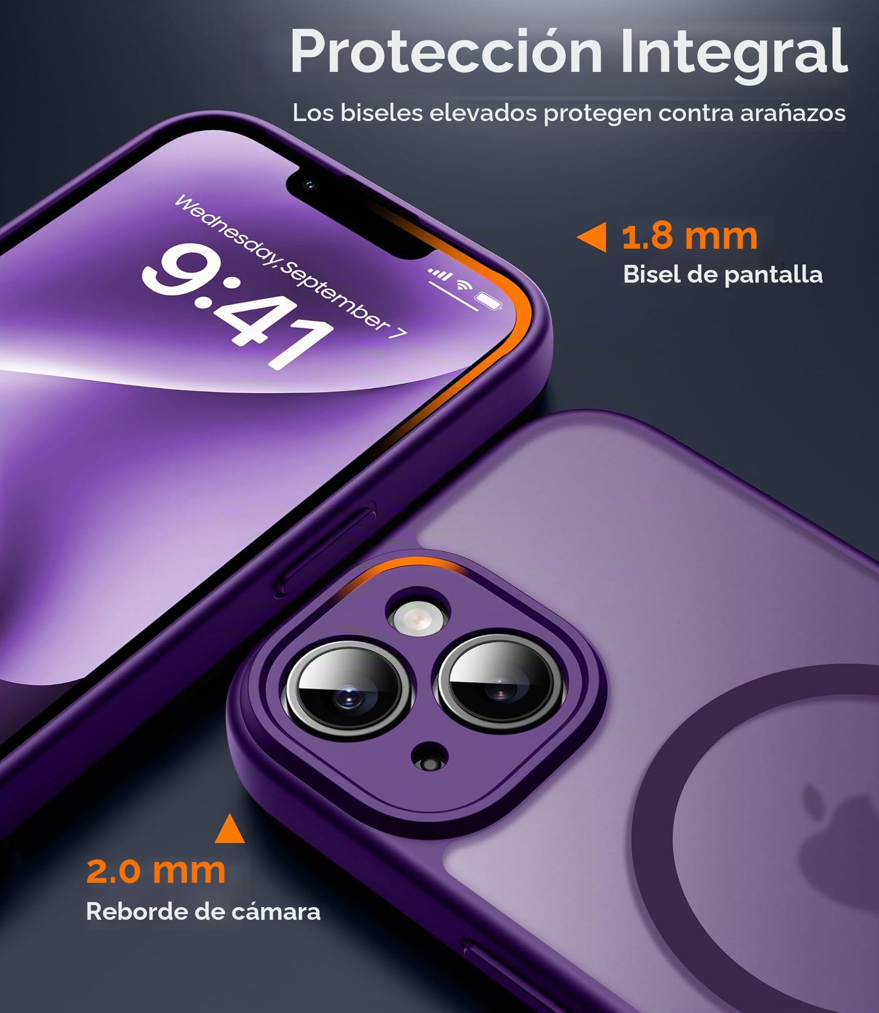 FLLAO Funda Translúcida Mate Con MagSafe Para IPhone 14 – Incluye 2 Protectores De Pantalla De Vidrio Templado Y Protección De Cámara (Negro)