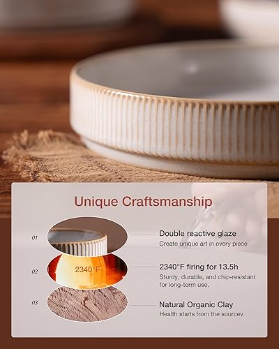 Miniatura 4 de famiware Star - Juego de 4 cuencos para pasta de 7.5 pulgadas, doble esmaltado, apilables, perfectos para tu amigo para inauguración de la casa,